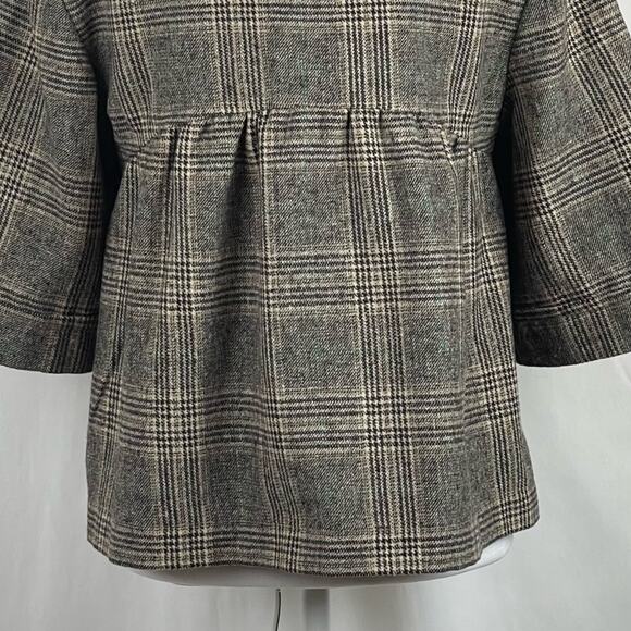 Boston Proper Tan & Cream Plaid Wool Blend Academia Prep Jacket NWOT Size 8 - Picture 7 of 12